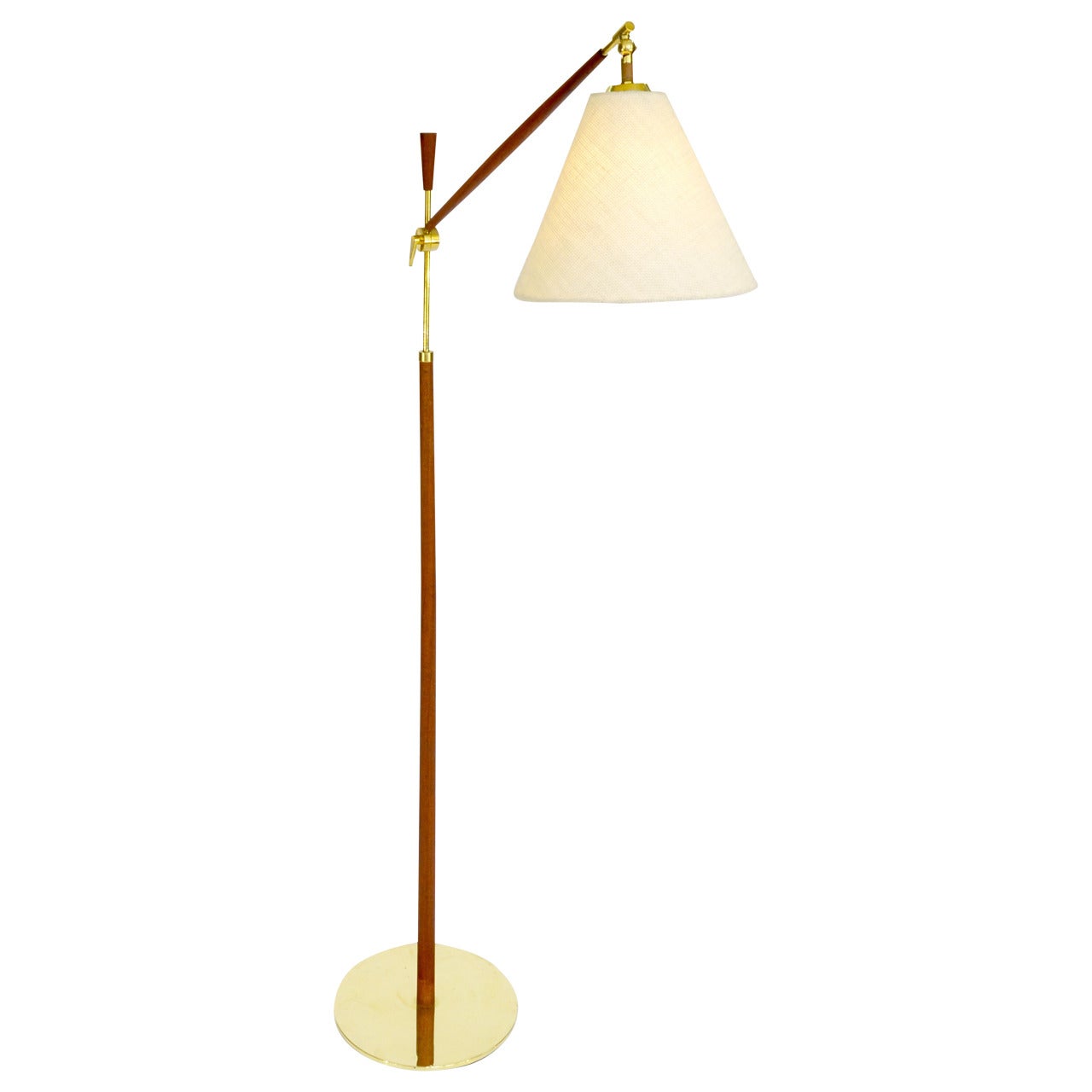 Danish Brass and Teak Floor Lamp