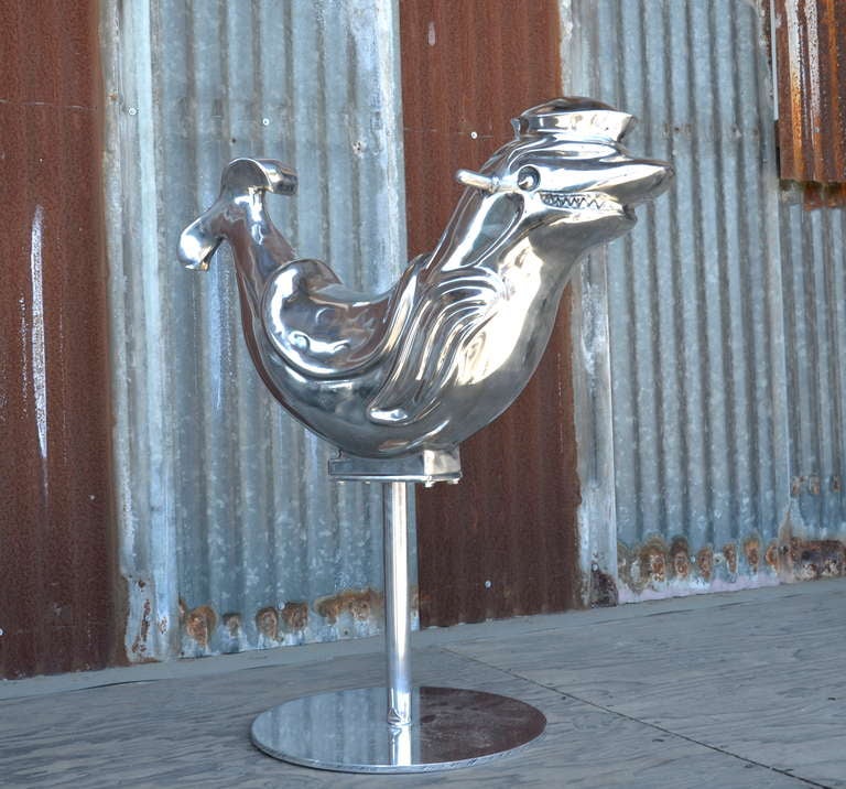 De-commissioned amusement park ride. We've reinvented this zombie dolphin into an interesting pop art sculpture. Excellent details . Custom stand can be altered to your liking.