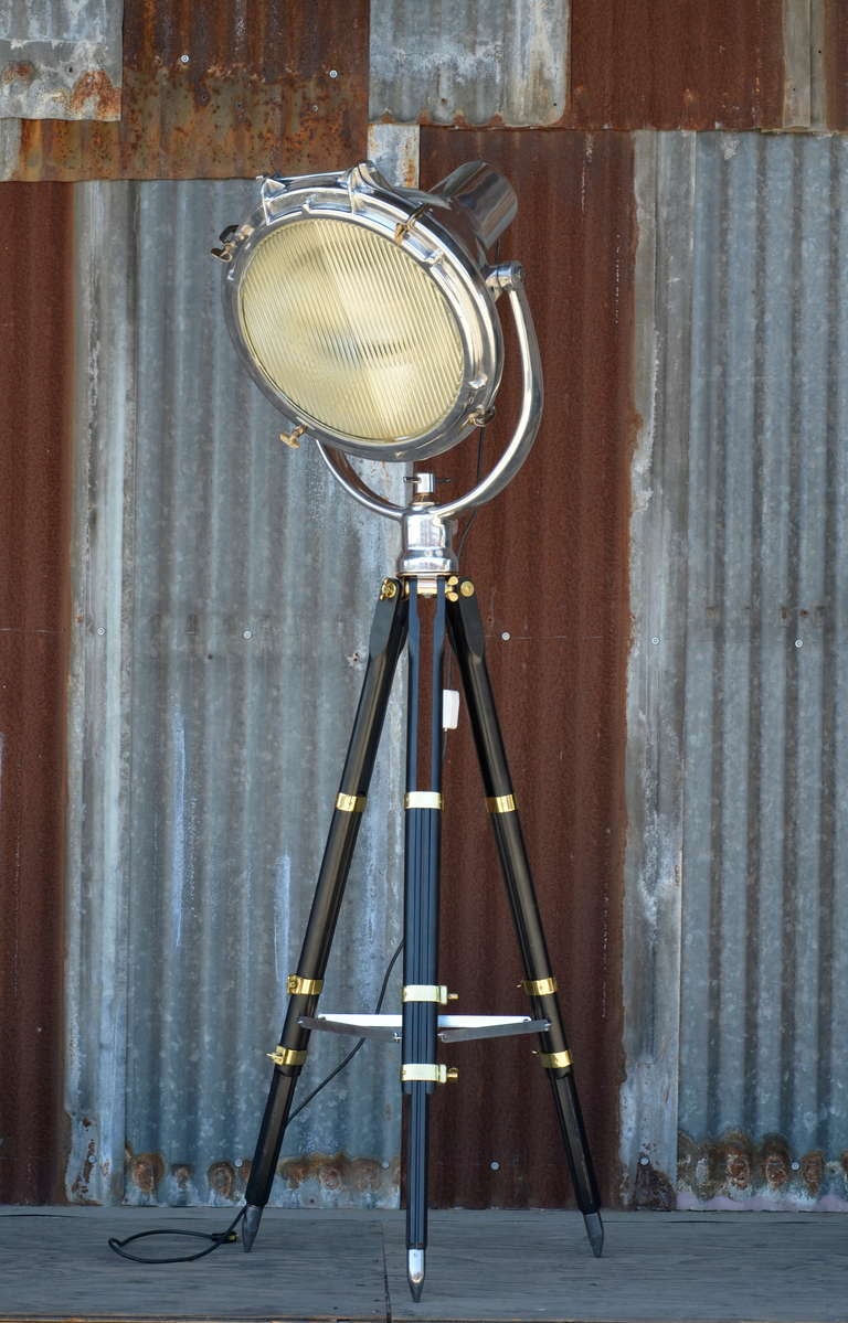 Massive Crouse Hinds Industrial Searchlight and Tripod