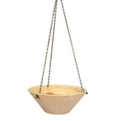Retro 1960's Architectural Pottery Bisque Hanging Planter