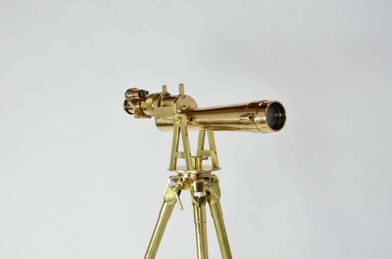 Impressive WWII Bronze Telescope and Tripod In Good Condition For Sale In Oakland, CA