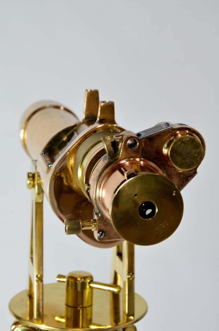 Brass Impressive WWII Bronze Telescope and Tripod For Sale