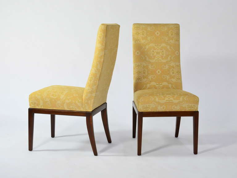 Mid-Century Modern Beautifully Tailored Baker Style High Back Dining Chairs