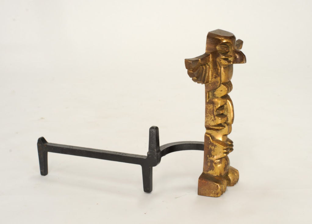 Northwest Eagle and Bear Totem Andirons