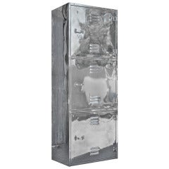 Vintage Stylish Polished Aluminum 3 Door Locker
