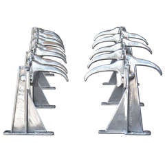 Vintage French Industrial Cast Aluminum Pot Racks.