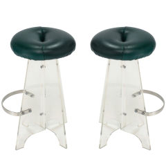 A Pair of Lucite Bar Stools