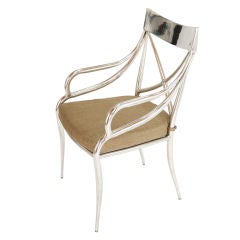 Art Nouveau Style Arm Chair in Polished Aluminum
