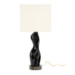 Luscious Black Procelain Female Torso Lamp