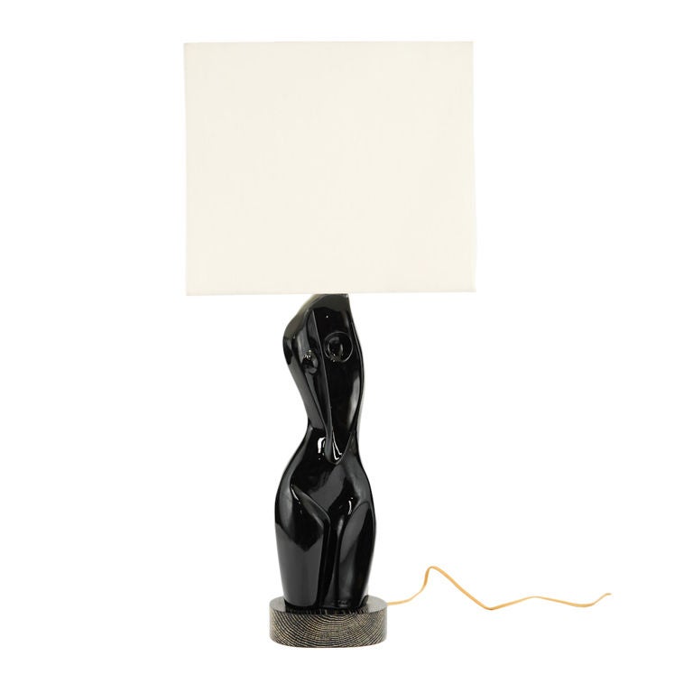Luscious Black Procelain Female Torso Lamp at 1stdibs