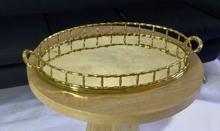 Polished Oval Brass Tray In Good Condition In Oakland, CA