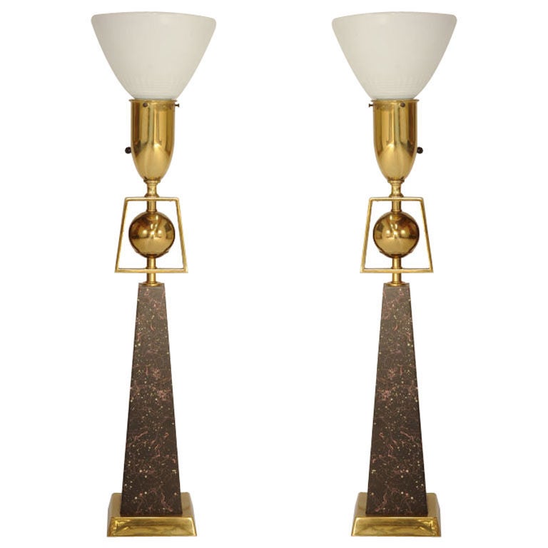 Ball and Obelisk Lamps by Rembrandt For Sale