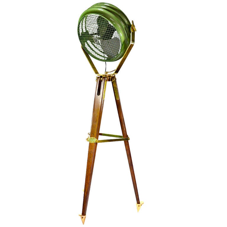 Westinghouse Industrial Fan on Oak Tripod at 1stdibs