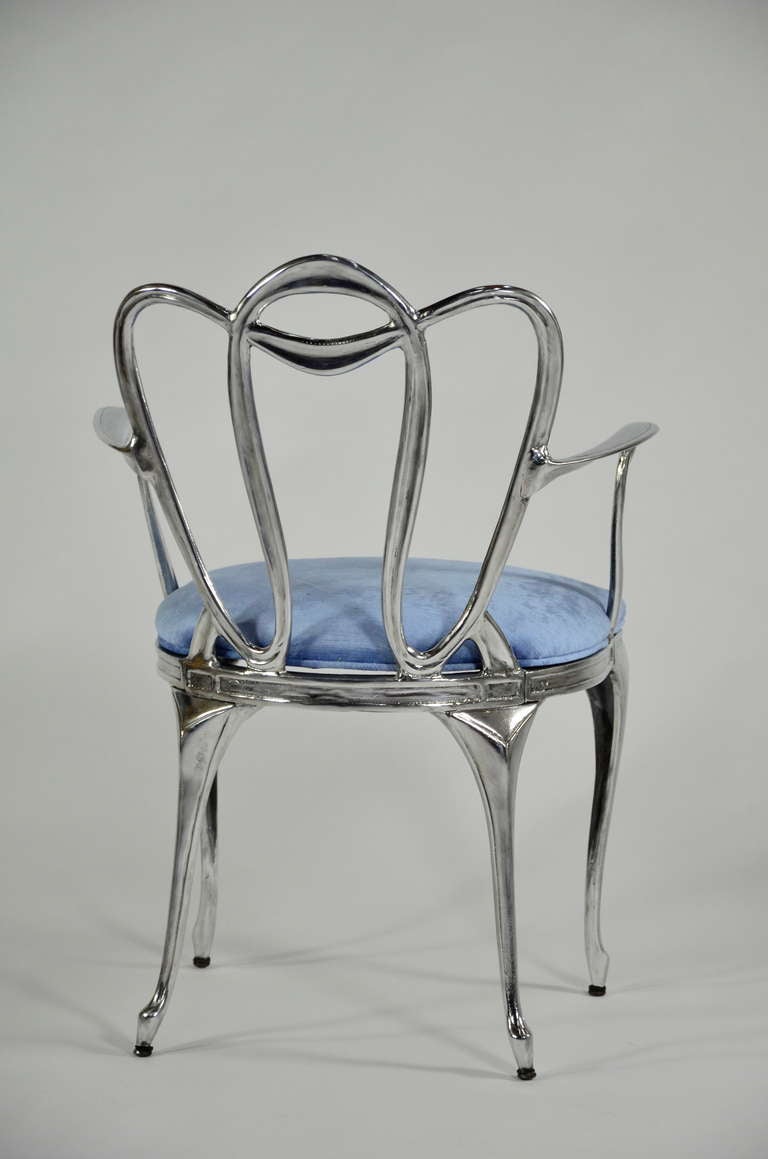 Pair of Cast Aluminum Arm Chairs at 1stDibs