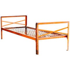Orange Metal Prison Bed