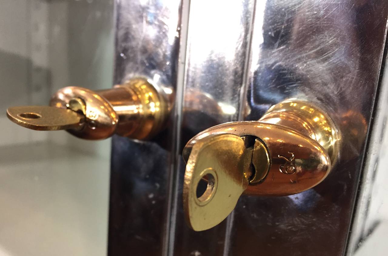 Exceptional Polished Steel Medical Cabinet In Excellent Condition For Sale In Oakland, CA