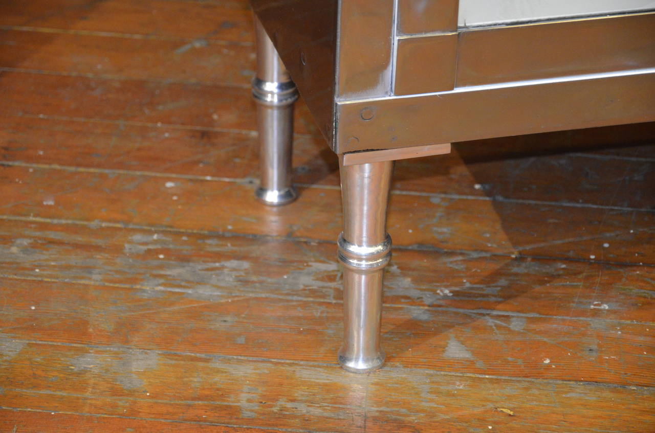 20th Century Exceptional Polished Steel Medical Cabinet For Sale