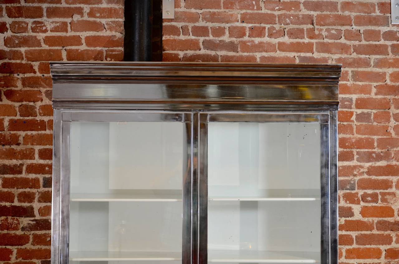 Exceptional Polished Steel Medical Cabinet For Sale 1