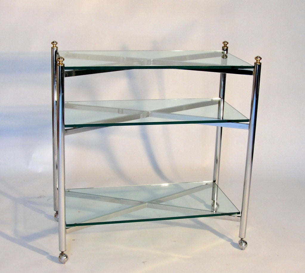 American Maison Jansen Style Chrome Bar Cart