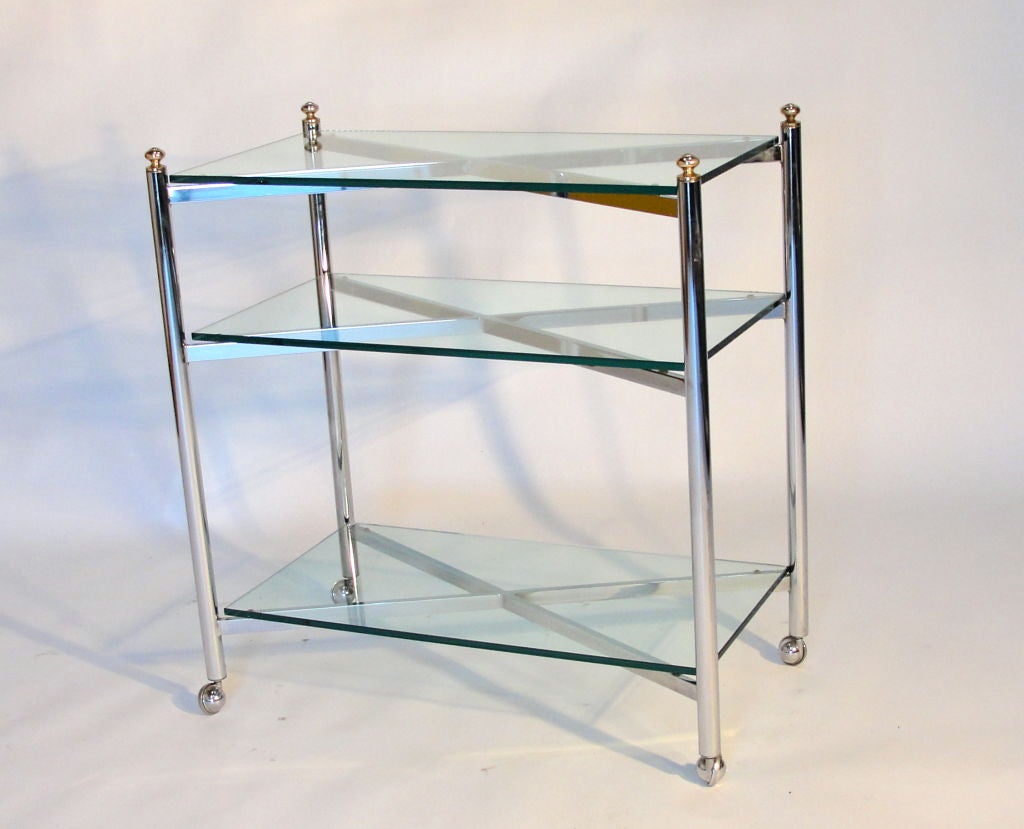 Mid-20th Century Maison Jansen Style Chrome Bar Cart