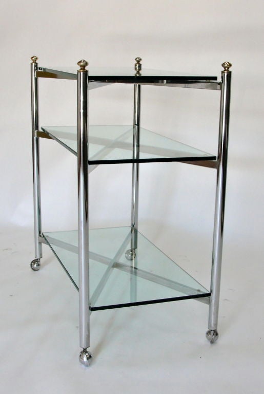 Maison Jansen Style Chrome Bar Cart 1