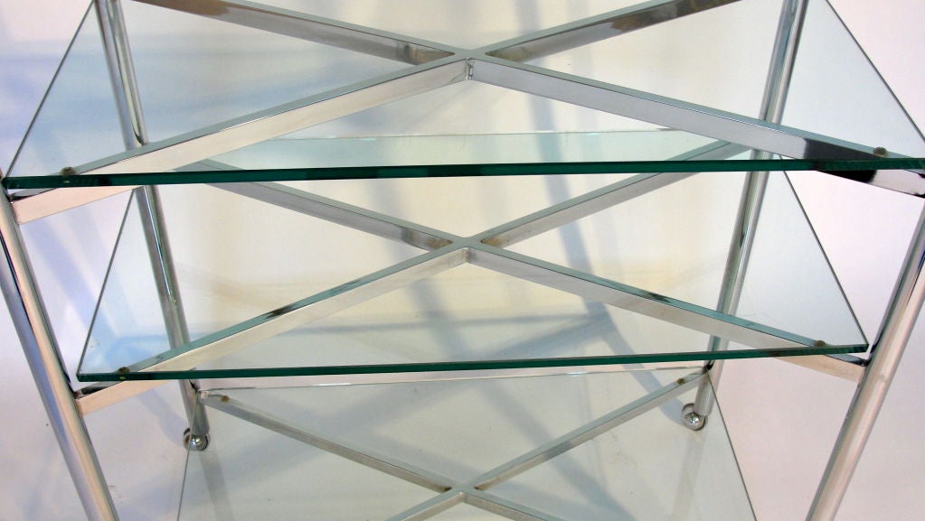 Maison Jansen Style Chrome Bar Cart 3