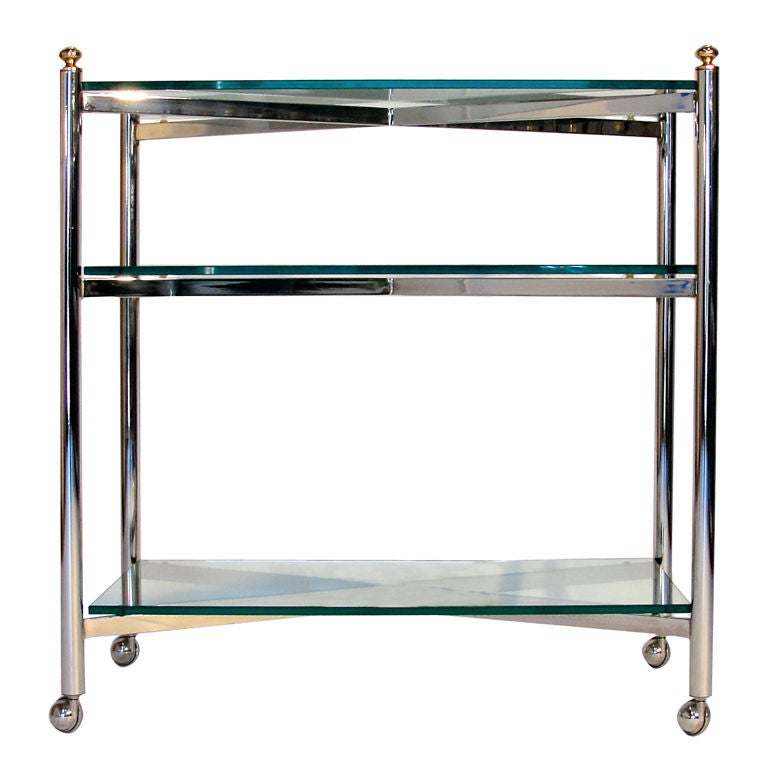 Maison Jansen Style Chrome Bar Cart
