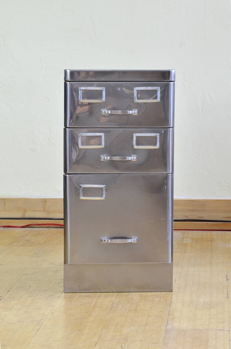 Polished Steel Combo File Cabinet
