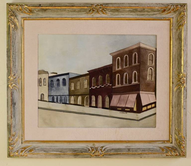 Oil Painting of a Scenic Town Square