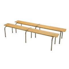 A Pair of 1950's English Gymnasium Ant Leg Benches