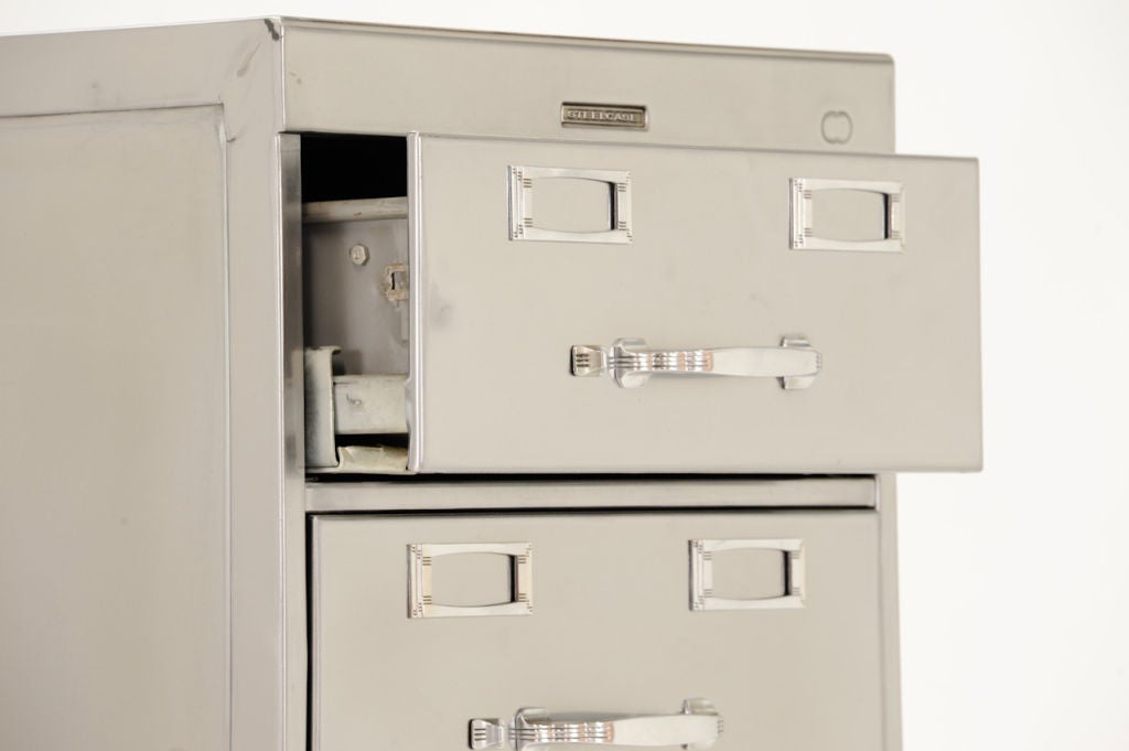 Polished Rare Deco Steelcase Combination File Cabinet