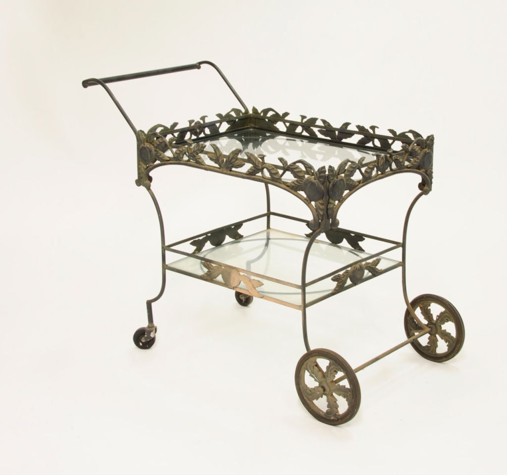 Decorative Iron Pomegranate  Adorned Bar Cart 1