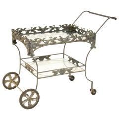 Decorative Iron Pomegranate Adorned Bar Cart