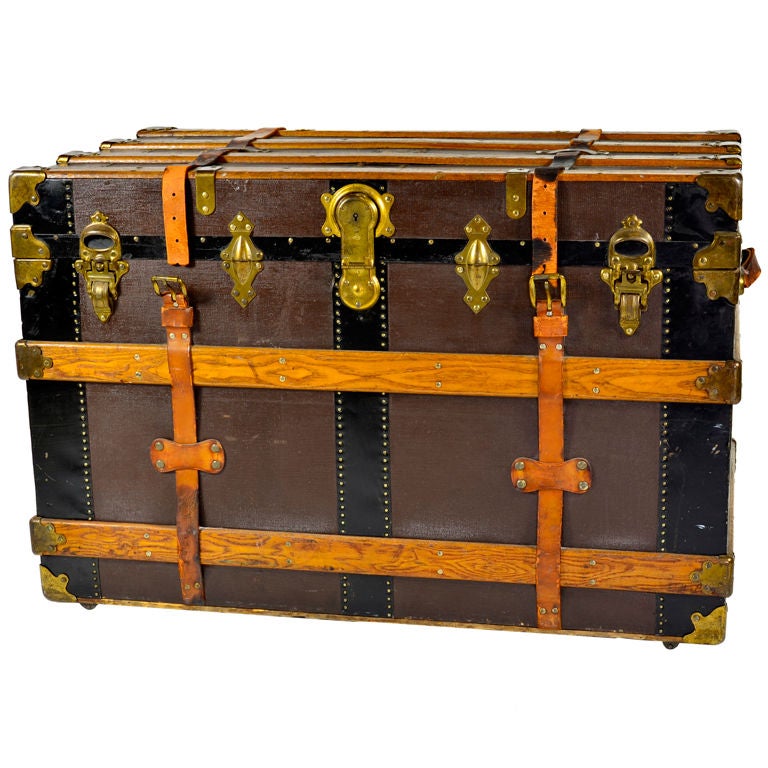Handsome Brass Clad Steamer Trunk