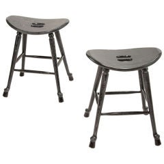 Pair Cerused Oak Stools