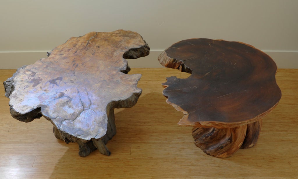 Well paired, these tables have a nice yin and yang vibe. Left burl table is 16