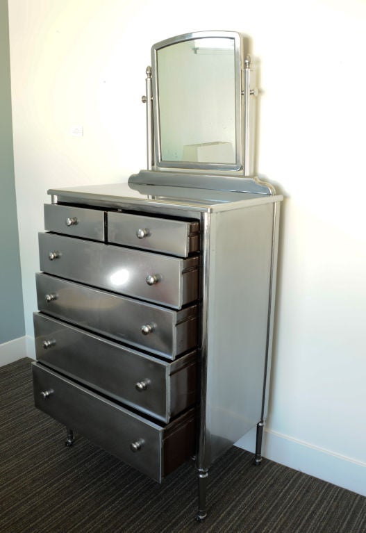 American Polished Steel Chest of Drawers By Simmons