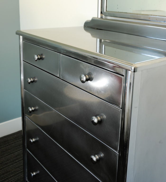 Polished Steel Chest of Drawers By Simmons 2