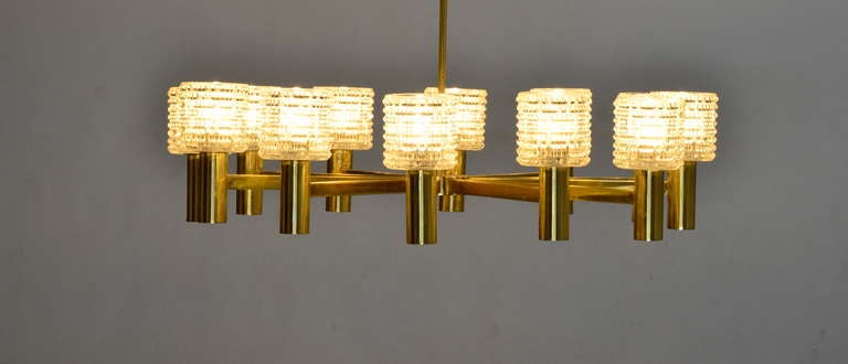 American Brass and Glass 12 Arm Chandelier