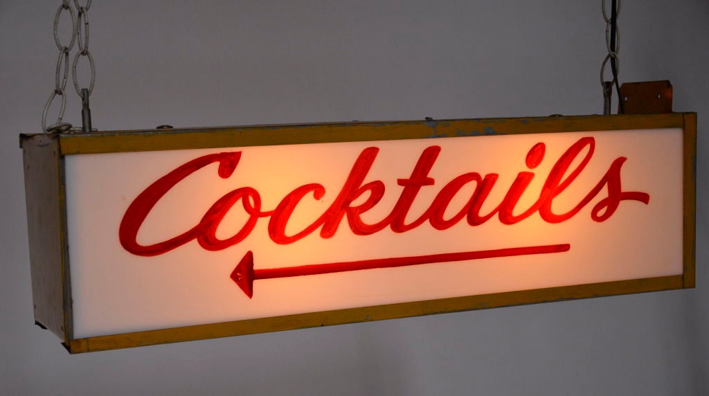 20th Century Lighted Cocktails Sign