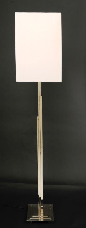 Art Deco Skyscraper Floor Lamp with Custom Shade
