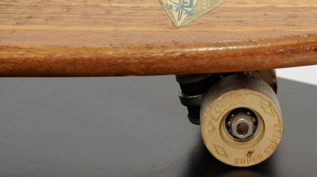 Early skateboard Super Surfer formica & wood vintage wheels
