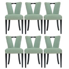 Set of 6 Paul Frankl V Back Dining Chairs