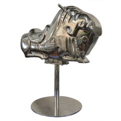 Used Polished Aluminum Buffalo Sculpture