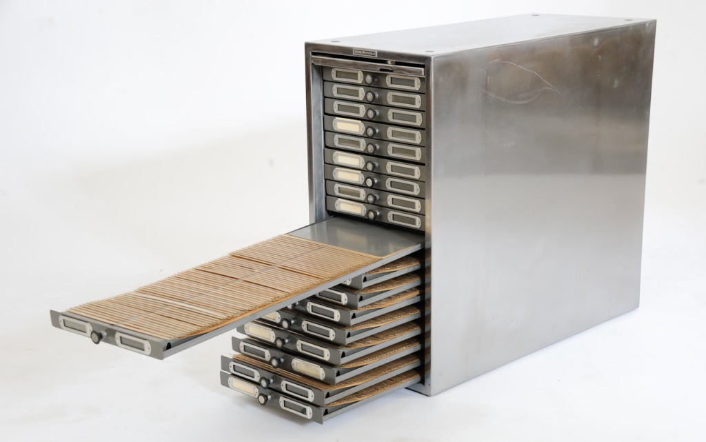Polished Steel Photo Filing Cabinet 1