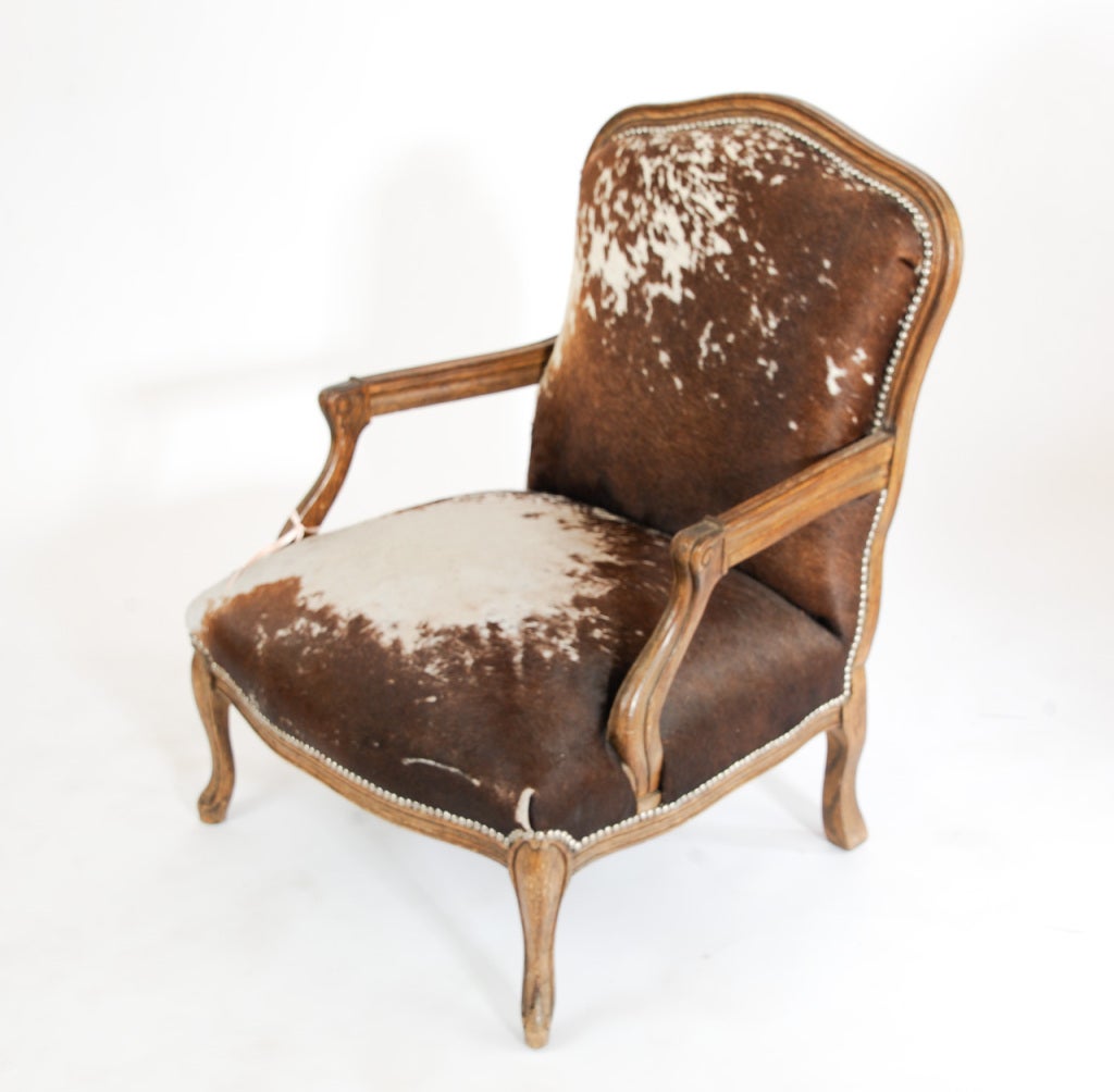Mid-20th Century Pair of Cowhide Queen Ann Chairs