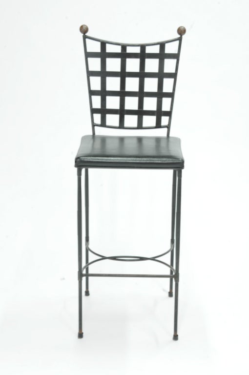 Hollywood Regency Trio of Iron Bar Stools by John Goode