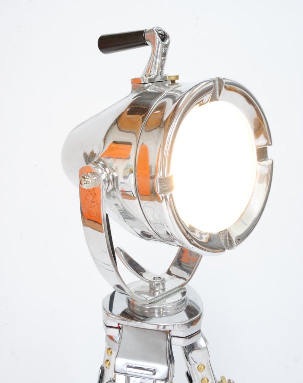 Gleaming Industrial Spot Light on Tripod In Excellent Condition In Oakland, CA