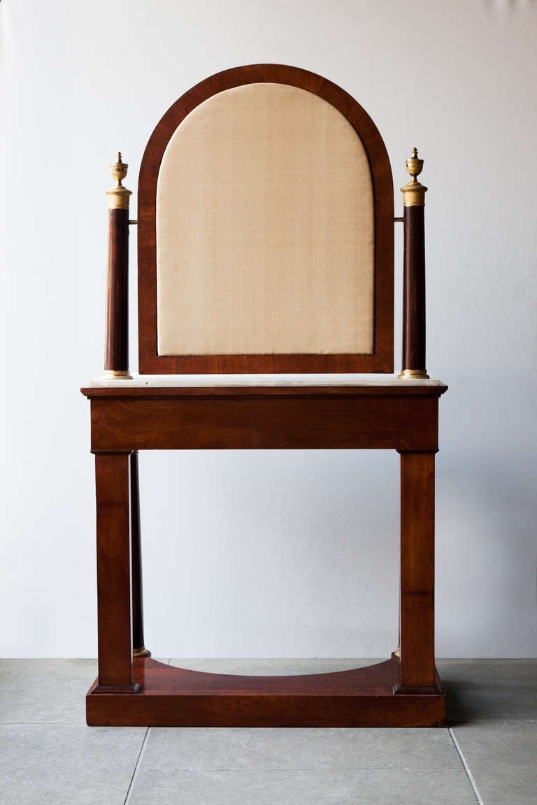 French 'Table De Toilette' Empire Mahogany Dressing Table With Mirror, C. 1810