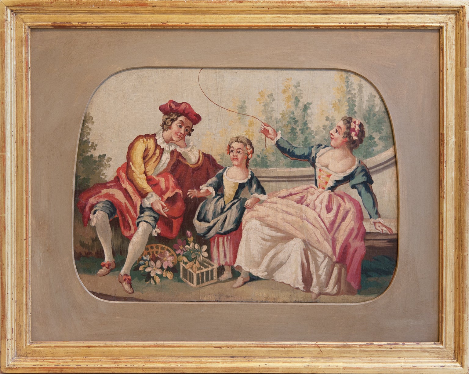 Framed Aubusson Tapestry Cartoon C. 1880 For Sale